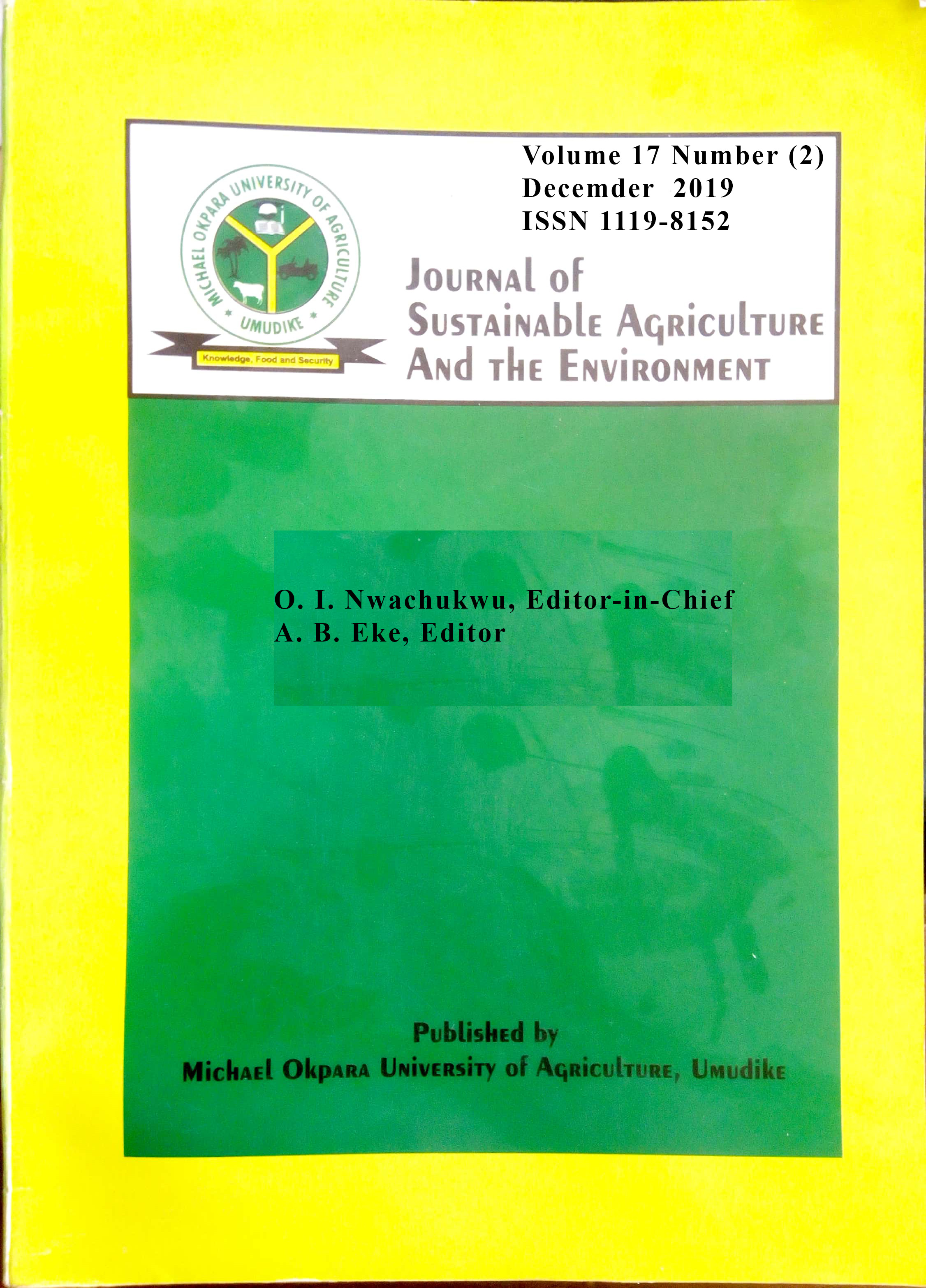 JOURNAL OF SUSTAINABLE AGRICULTURE AND THE ENVIRONMENT